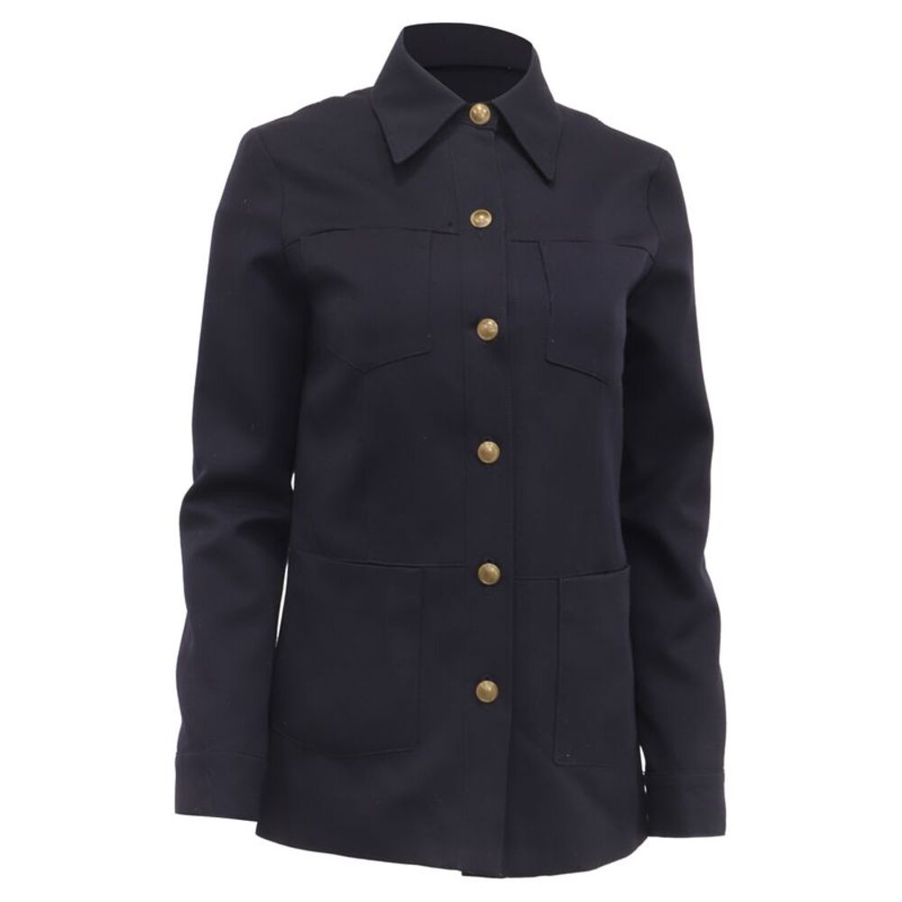 Nili Lotan Marine Button-Down Jacket in Navy Blue Wool